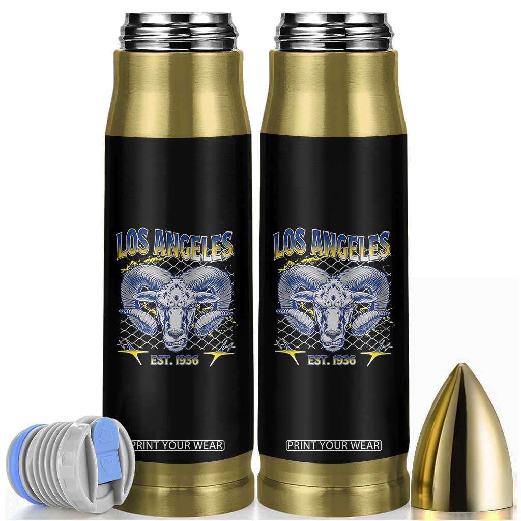 Cool Blue and Gold Ram Head Bighorn Sheep Graphic Bullet Tumbler Est 1936 Los Angeles Lover TS02 Black Print Your Wear
