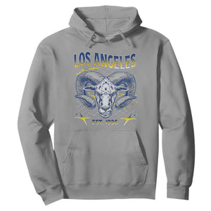 Cool Blue and Gold Ram Head Bighorn Sheep Graphic Hoodie Est 1936 Los Angeles Lover TS02 Sport Gray Print Your Wear