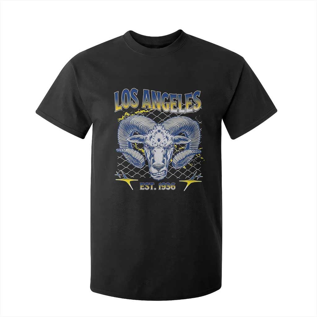 Cool Blue and Gold Ram Head Bighorn Sheep Graphic T Shirt For Kid Est 1936 Los Angeles Lover TS02 Black Print Your Wear