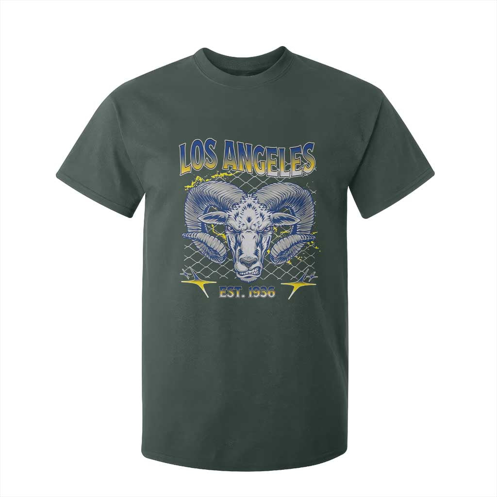 Cool Blue and Gold Ram Head Bighorn Sheep Graphic T Shirt For Kid Est 1936 Los Angeles Lover TS02 Dark Forest Green Print Your Wear