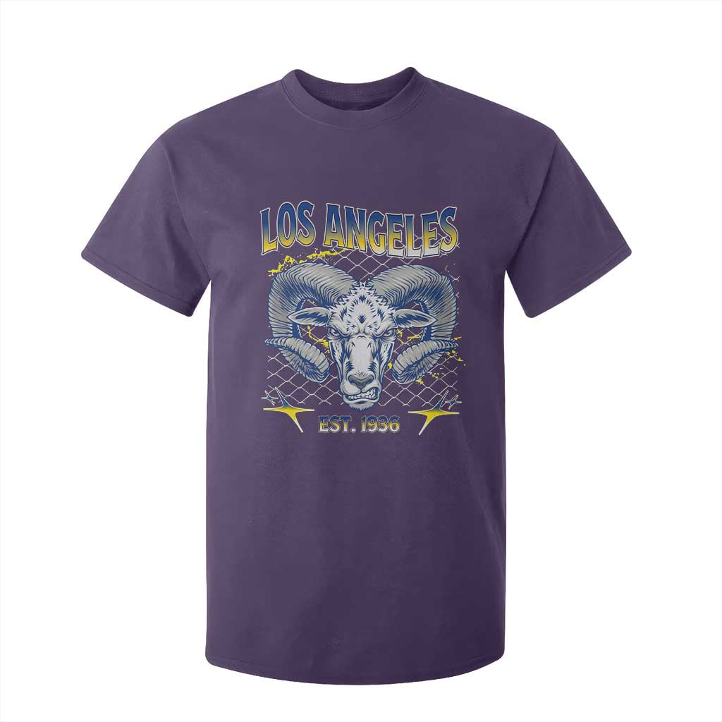 Cool Blue and Gold Ram Head Bighorn Sheep Graphic T Shirt For Kid Est 1936 Los Angeles Lover TS02 Purple Print Your Wear