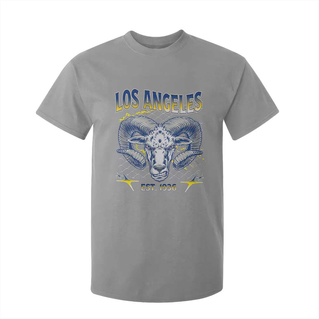 Cool Blue and Gold Ram Head Bighorn Sheep Graphic T Shirt For Kid Est 1936 Los Angeles Lover TS02 Sport Gray Print Your Wear