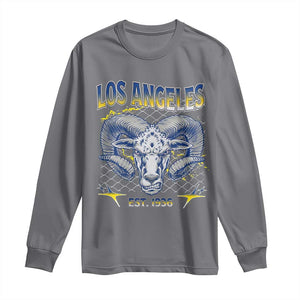 Cool Blue and Gold Ram Head Bighorn Sheep Graphic Long Sleeve Shirt Est 1936 Los Angeles Lover TS02 Charcoal Print Your Wear