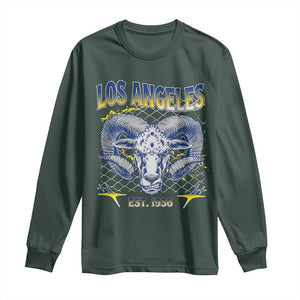 Cool Blue and Gold Ram Head Bighorn Sheep Graphic Long Sleeve Shirt Est 1936 Los Angeles Lover TS02 Dark Forest Green Print Your Wear