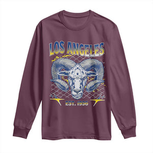 Cool Blue and Gold Ram Head Bighorn Sheep Graphic Long Sleeve Shirt Est 1936 Los Angeles Lover TS02 Maroon Print Your Wear
