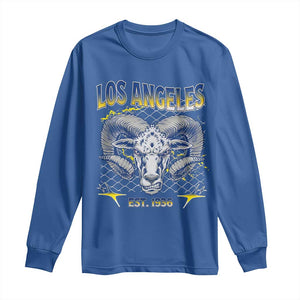 Cool Blue and Gold Ram Head Bighorn Sheep Graphic Long Sleeve Shirt Est 1936 Los Angeles Lover TS02 Royal Blue Print Your Wear
