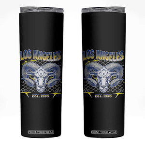 Cool Blue and Gold Ram Head Bighorn Sheep Graphic Skinny Tumbler Est 1936 Los Angeles Lover TS02 Black Print Your Wear