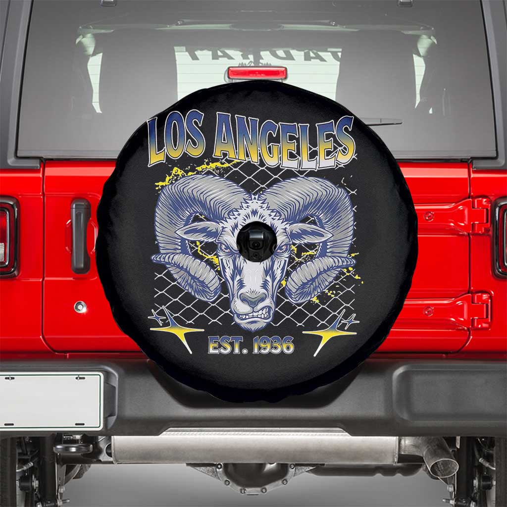 Cool Blue and Gold Ram Head Bighorn Sheep Graphic Spare Tire Cover Est 1936 Los Angeles Lover TS02 Black Print Your Wear