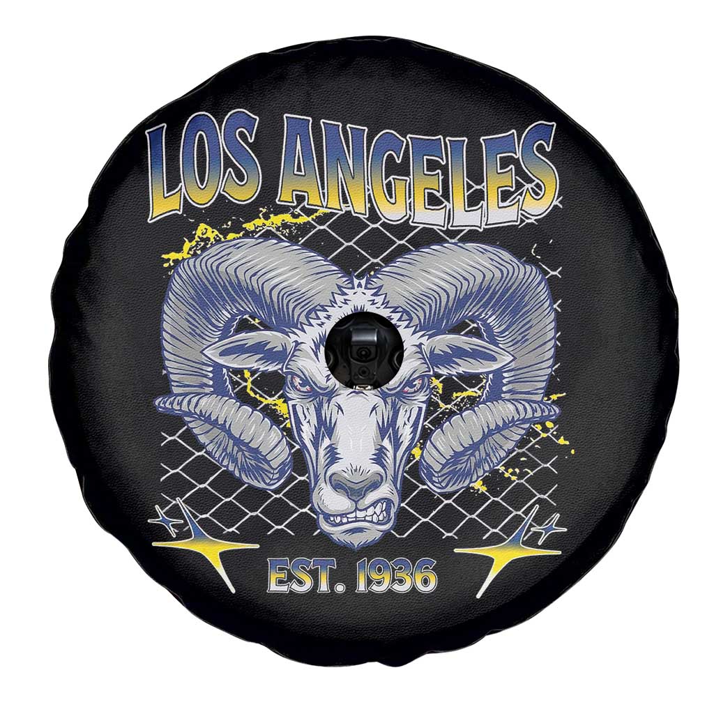 Cool Blue and Gold Ram Head Bighorn Sheep Graphic Spare Tire Cover Est 1936 Los Angeles Lover TS02 Print Your Wear