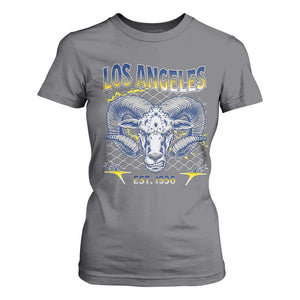 Cool Blue and Gold Ram Head Bighorn Sheep Graphic T Shirt For Women Est 1936 Los Angeles Lover TS02 Charcoal Print Your Wear