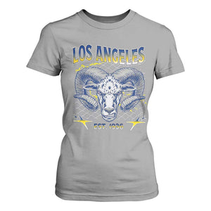 Cool Blue and Gold Ram Head Bighorn Sheep Graphic T Shirt For Women Est 1936 Los Angeles Lover TS02 Sport Gray Print Your Wear