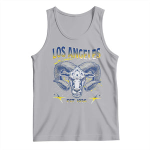 Cool Blue and Gold Ram Head Bighorn Sheep Graphic Tank Top Est 1936 Los Angeles Lover TS02 Athletic Heather Print Your Wear
