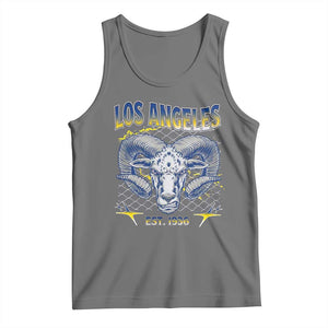 Cool Blue and Gold Ram Head Bighorn Sheep Graphic Tank Top Est 1936 Los Angeles Lover TS02 Black Heather Print Your Wear