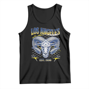 Cool Blue and Gold Ram Head Bighorn Sheep Graphic Tank Top Est 1936 Los Angeles Lover TS02 Black Print Your Wear