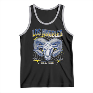 Cool Blue and Gold Ram Head Bighorn Sheep Graphic Tank Top Est 1936 Los Angeles Lover TS02 Black Athletic Heather Print Your Wear