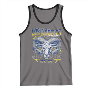 Cool Blue and Gold Ram Head Bighorn Sheep Graphic Tank Top Est 1936 Los Angeles Lover TS02 Deep Heather Black Print Your Wear