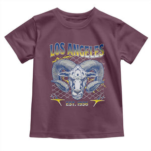 Cool Blue and Gold Ram Head Bighorn Sheep Graphic Toddler T Shirt Est 1936 Los Angeles Lover TS02 Maroon Print Your Wear