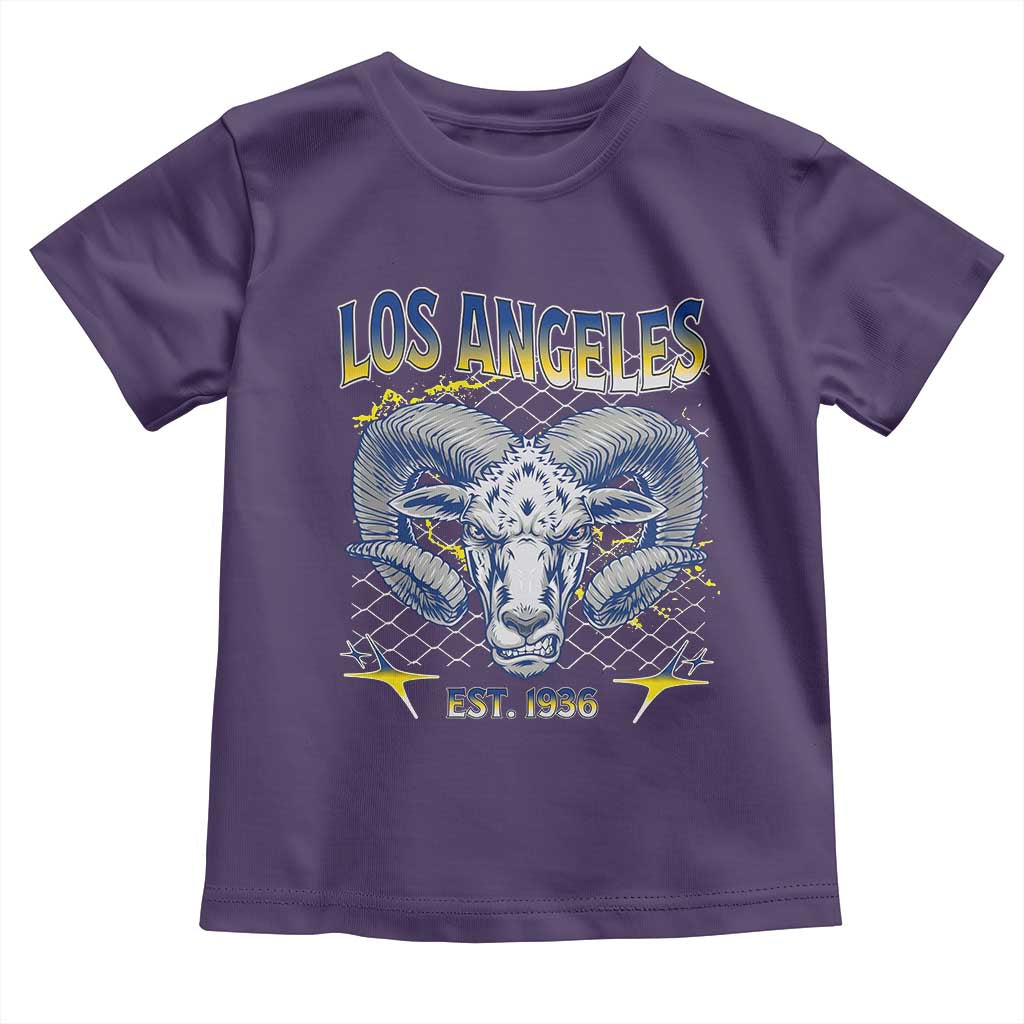 Cool Blue and Gold Ram Head Bighorn Sheep Graphic Toddler T Shirt Est 1936 Los Angeles Lover TS02 Purple Print Your Wear