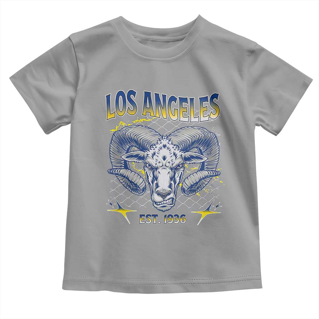 Cool Blue and Gold Ram Head Bighorn Sheep Graphic Toddler T Shirt Est 1936 Los Angeles Lover TS02 Sport Gray Print Your Wear
