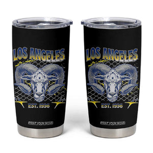 Cool Blue and Gold Ram Head Bighorn Sheep Graphic Tumbler Cup Est 1936 Los Angeles Lover TS02 Black Print Your Wear
