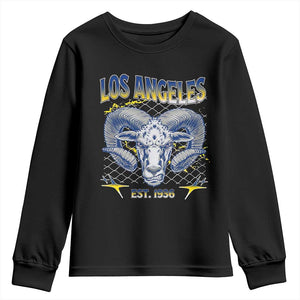 Cool Blue and Gold Ram Head Bighorn Sheep Graphic Youth Sweatshirt Est 1936 Los Angeles Lover TS02 Black Print Your Wear