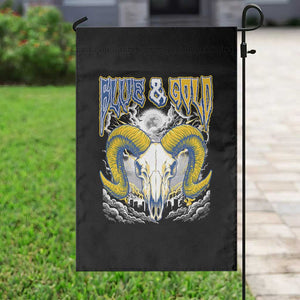 Blue and Gold Lightning Ram Skull Bighorn Sheep Graphic Garden Flag Electric City Pride TS02 Print Your Wear