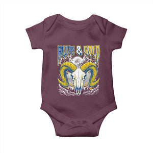 Blue and Gold Lightning Ram Skull Bighorn Sheep Graphic Baby Onesie Electric City Pride TS02 Maroon Print Your Wear