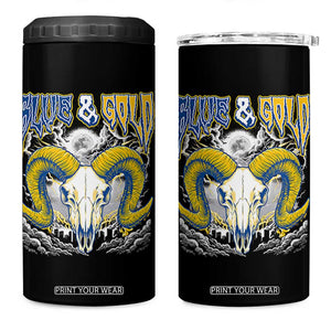 Blue and Gold Lightning Ram Skull Bighorn Sheep Graphic 4 in 1 Can Cooler Tumbler Electric City Pride TS02 One Size: 16 oz Black Print Your Wear