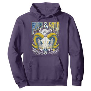 Blue and Gold Lightning Ram Skull Bighorn Sheep Graphic Hoodie Electric City Pride TS02 Purple Print Your Wear