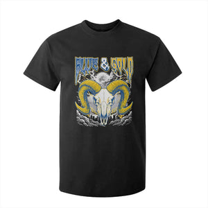 Blue and Gold Lightning Ram Skull Bighorn Sheep Graphic T Shirt For Kid Electric City Pride TS02 Black Print Your Wear