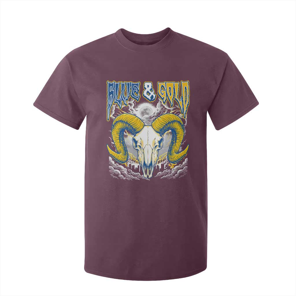 Blue and Gold Lightning Ram Skull Bighorn Sheep Graphic T Shirt For Kid Electric City Pride TS02 Maroon Print Your Wear
