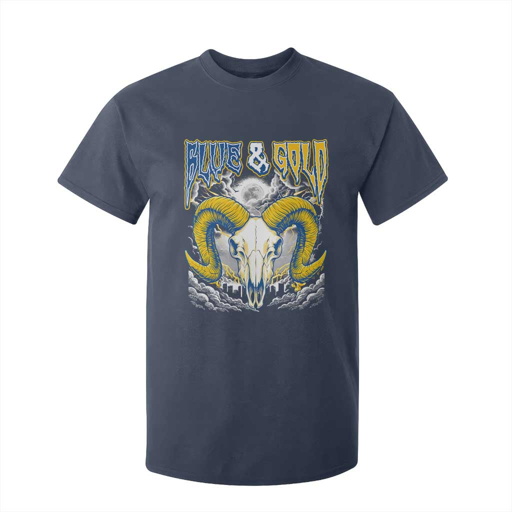 Blue and Gold Lightning Ram Skull Bighorn Sheep Graphic T Shirt For Kid Electric City Pride TS02 Navy Print Your Wear