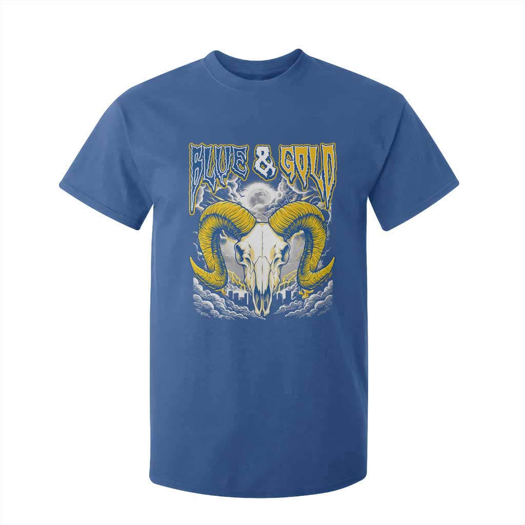 Blue and Gold Lightning Ram Skull Bighorn Sheep Graphic T Shirt For Kid Electric City Pride TS02 Royal Blue Print Your Wear