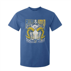 Blue and Gold Lightning Ram Skull Bighorn Sheep Graphic T Shirt For Kid Electric City Pride TS02 Royal Blue Print Your Wear