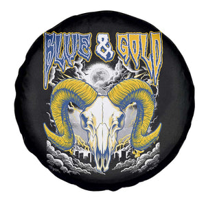 Blue and Gold Lightning Ram Skull Bighorn Sheep Graphic Spare Tire Cover Electric City Pride TS02 Print Your Wear