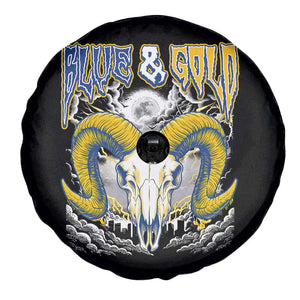 Blue and Gold Lightning Ram Skull Bighorn Sheep Graphic Spare Tire Cover Electric City Pride TS02 Print Your Wear