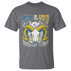 Blue and Gold Lightning Ram Skull Bighorn Sheep Graphic T Shirt Electric City Pride TS02 Charcoal Print Your Wear