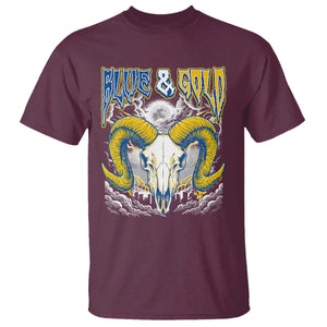 Blue and Gold Lightning Ram Skull Bighorn Sheep Graphic T Shirt Electric City Pride TS02 Maroon Print Your Wear