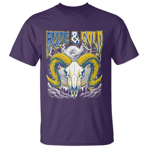 Blue and Gold Lightning Ram Skull Bighorn Sheep Graphic T Shirt Electric City Pride TS02 Purple Print Your Wear