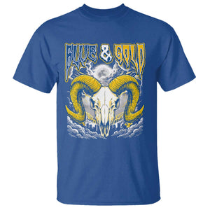 Blue and Gold Lightning Ram Skull Bighorn Sheep Graphic T Shirt Electric City Pride TS02 Royal Blue Print Your Wear