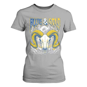 Blue and Gold Lightning Ram Skull Bighorn Sheep Graphic T Shirt For Women Electric City Pride TS02 Sport Gray Print Your Wear
