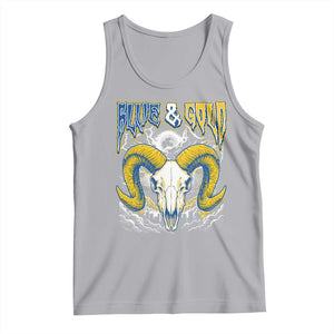 Blue and Gold Lightning Ram Skull Bighorn Sheep Graphic Tank Top Electric City Pride TS02 Athletic Heather Print Your Wear