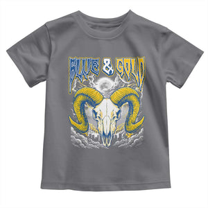 Blue and Gold Lightning Ram Skull Bighorn Sheep Graphic Toddler T Shirt Electric City Pride TS02 Charcoal Print Your Wear