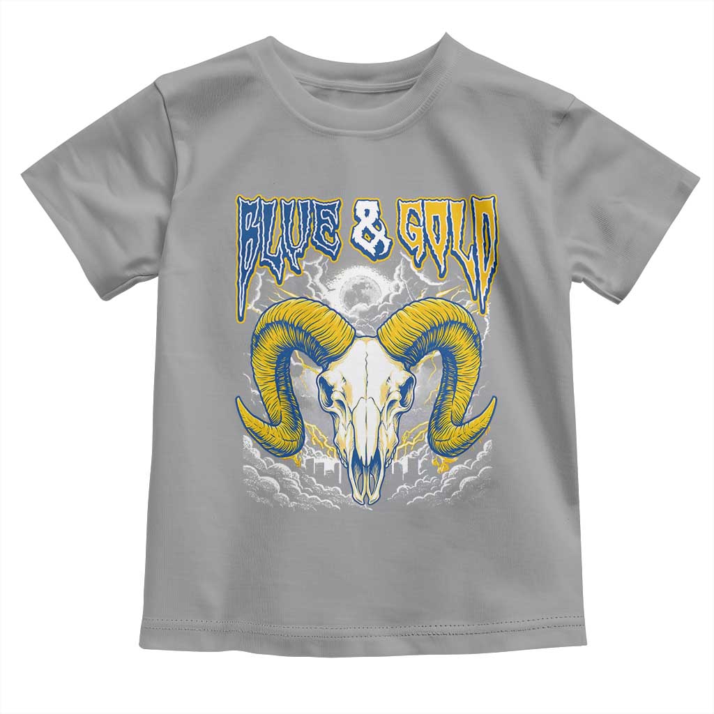 Blue and Gold Lightning Ram Skull Bighorn Sheep Graphic Toddler T Shirt Electric City Pride TS02 Sport Gray Print Your Wear