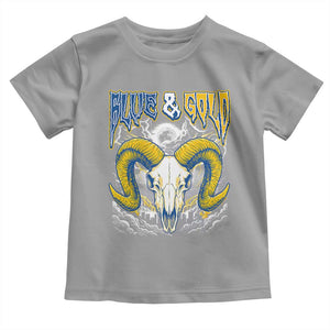 Blue and Gold Lightning Ram Skull Bighorn Sheep Graphic Toddler T Shirt Electric City Pride TS02 Sport Gray Print Your Wear