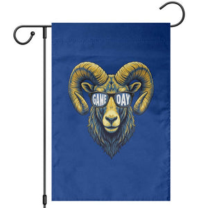 Cool Ram Game Day Bighorn Sheep Graphic Garden Flag Bold Blue and Gold Fan TS02 Royal Blue Print Your Wear