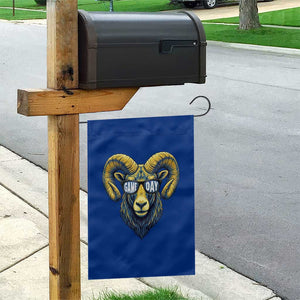 Cool Ram Game Day Bighorn Sheep Graphic Garden Flag Bold Blue and Gold Fan TS02 Print Your Wear