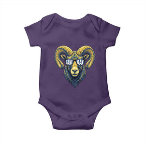 Cool Ram Game Day Bighorn Sheep Graphic Baby Onesie Bold Blue and Gold Fan TS02 Purple Print Your Wear
