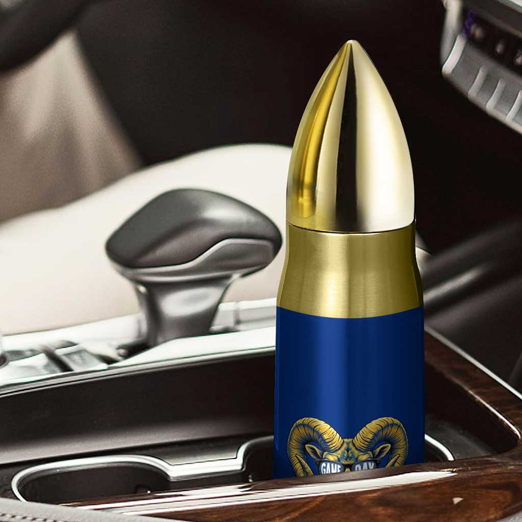 Cool Ram Game Day Bighorn Sheep Graphic Bullet Tumbler Bold Blue and Gold Fan TS02 Print Your Wear