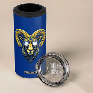 Cool Ram Game Day Bighorn Sheep Graphic 4 in 1 Can Cooler Tumbler Bold Blue and Gold Fan TS02 Print Your Wear